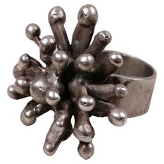Pal Kepenyes Brutalist Sputnik Nickel Silver Ring