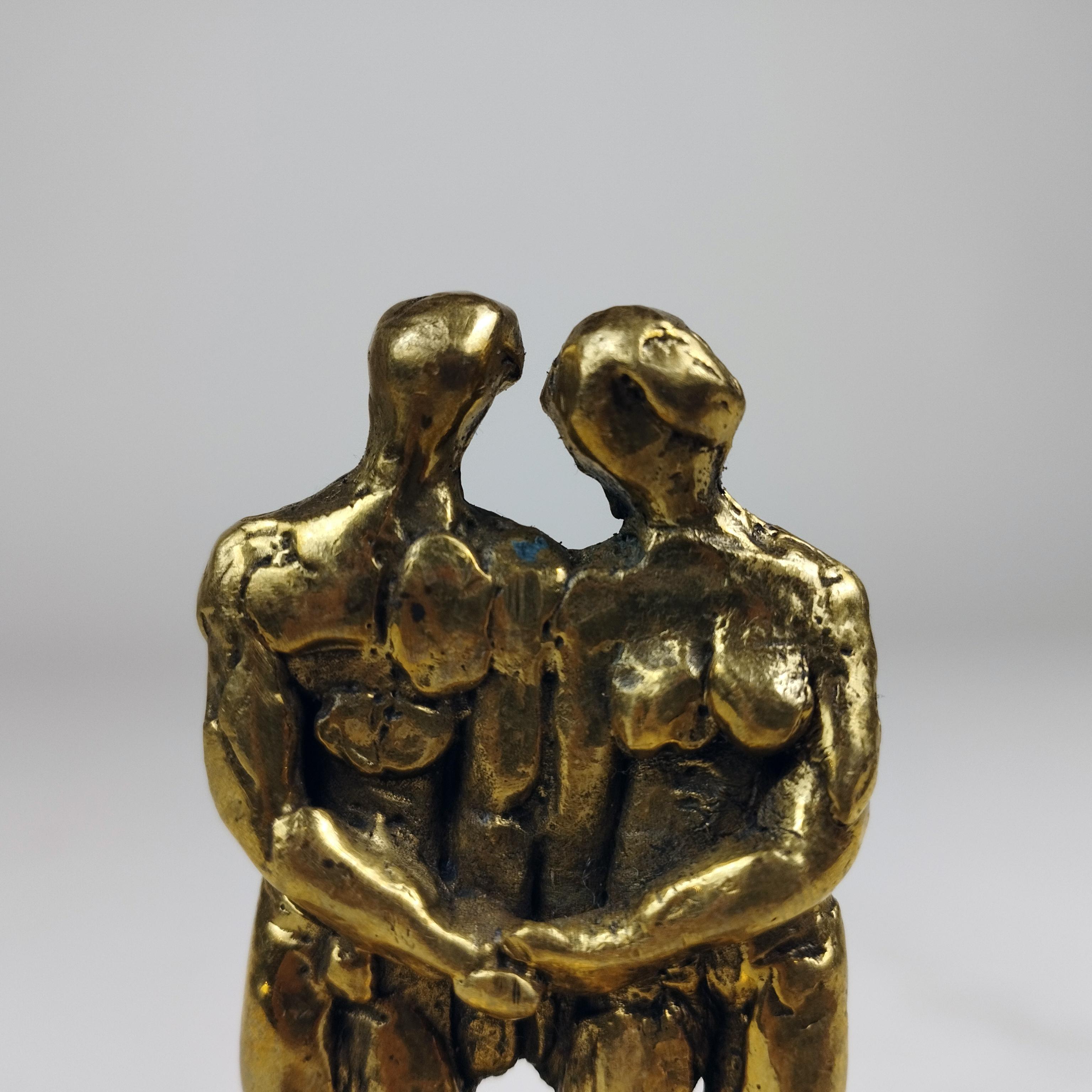 Late 20th Century Pal Kepenyes Couple Holding Hands Bronze Sculpture For Sale
