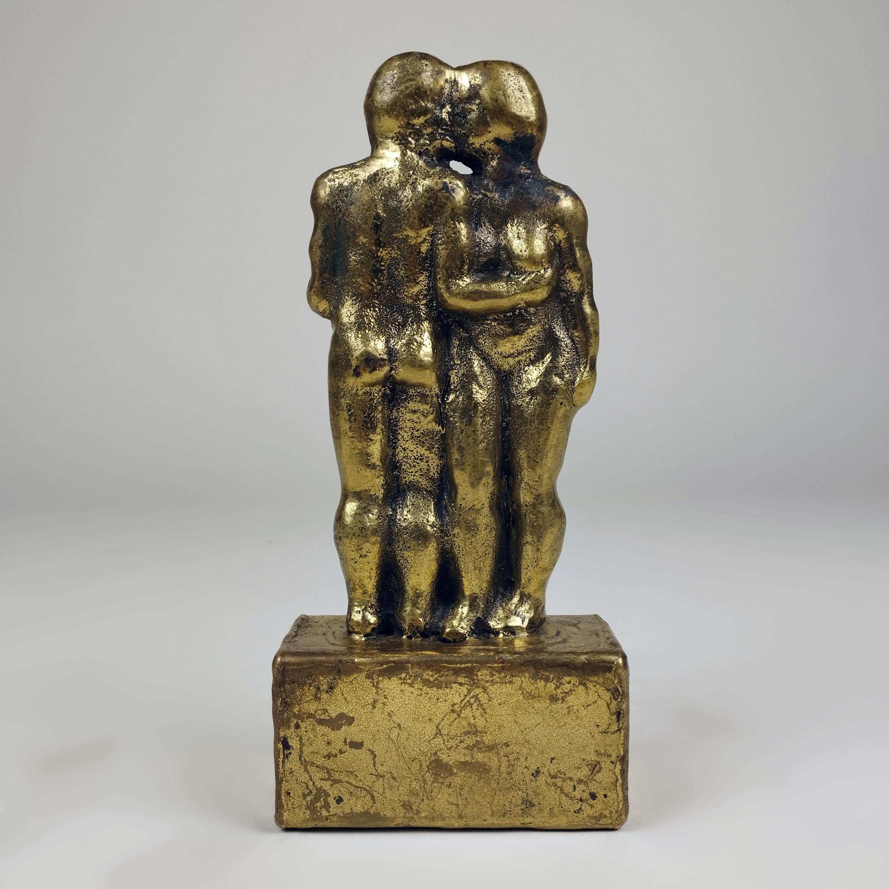 Mexican Pal Kepenyes Couple Kissing Cast Bronze Sculpture For Sale