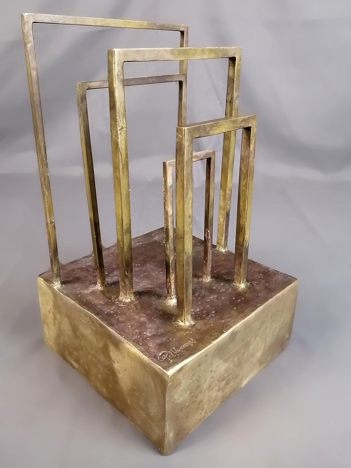 Mid-Century moderno Scultura brutalista in ottone di Pal Kepenyes Gates in vendita