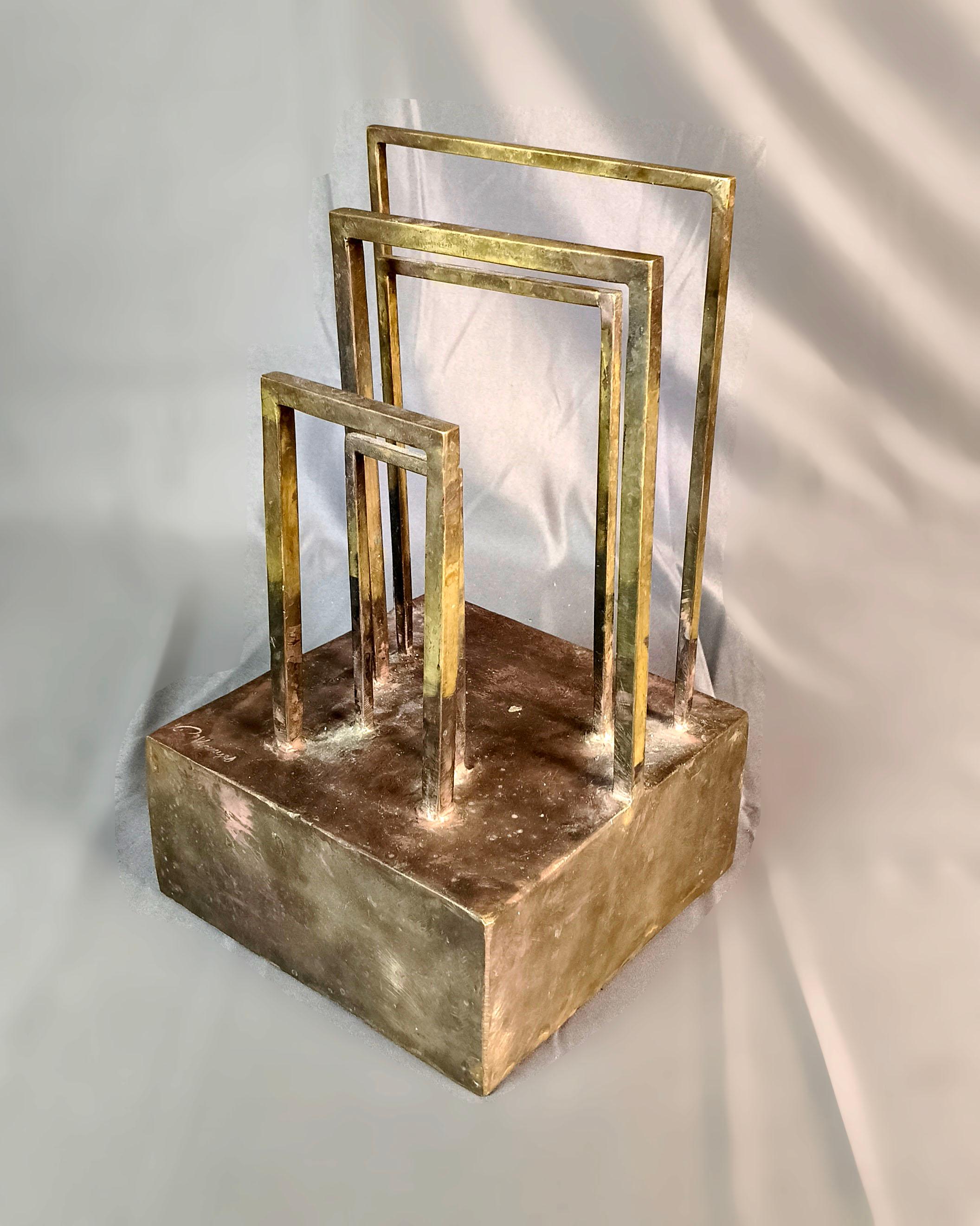 Mid-Century moderno Scultura brutalista in ottone di Pal Kepenyes Gates in vendita