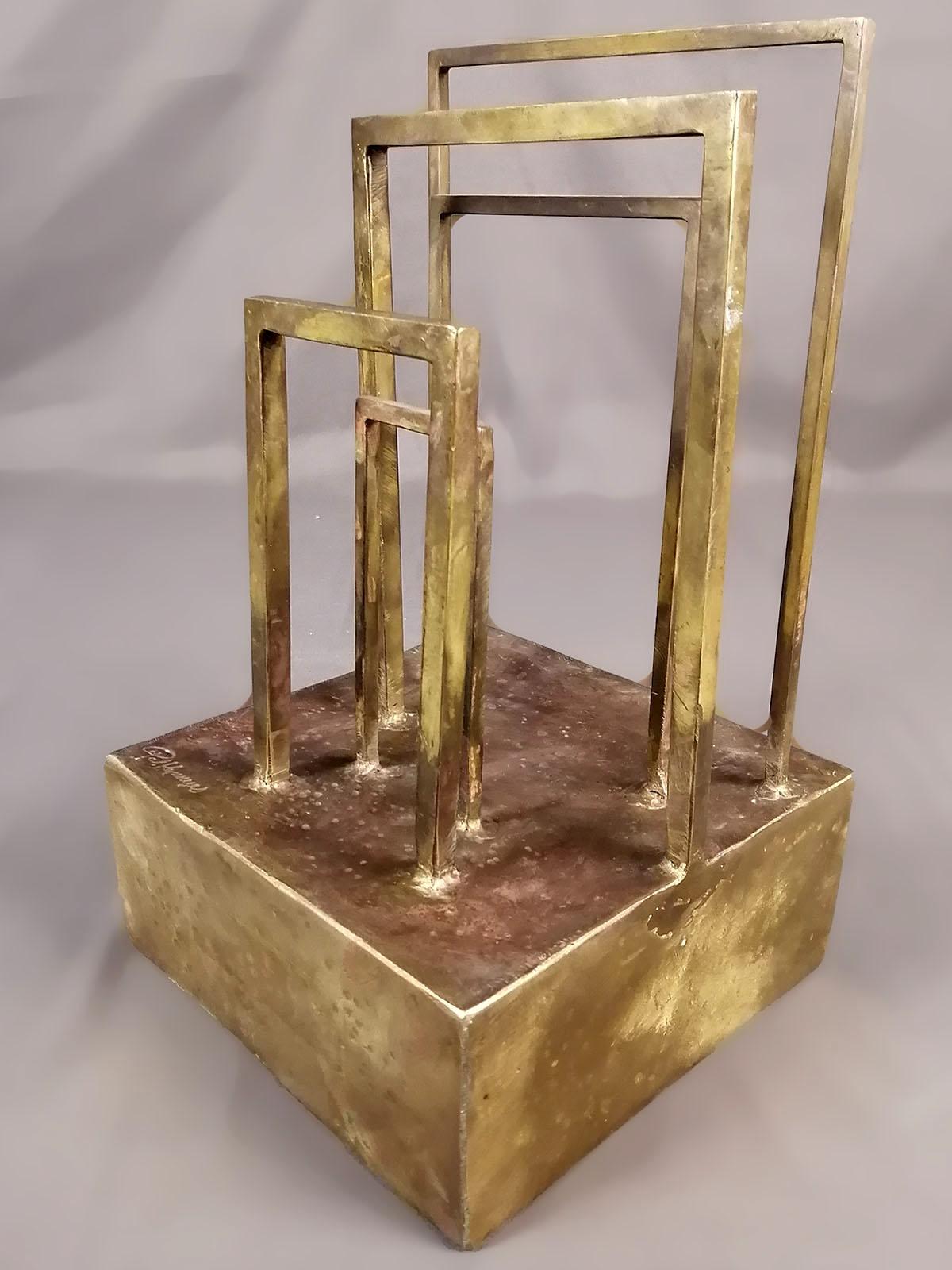Saldato Scultura brutalista in ottone di Pal Kepenyes Gates in vendita