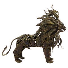 Antique Pal Kepenyes Lion Steel and Bronze Sculpture