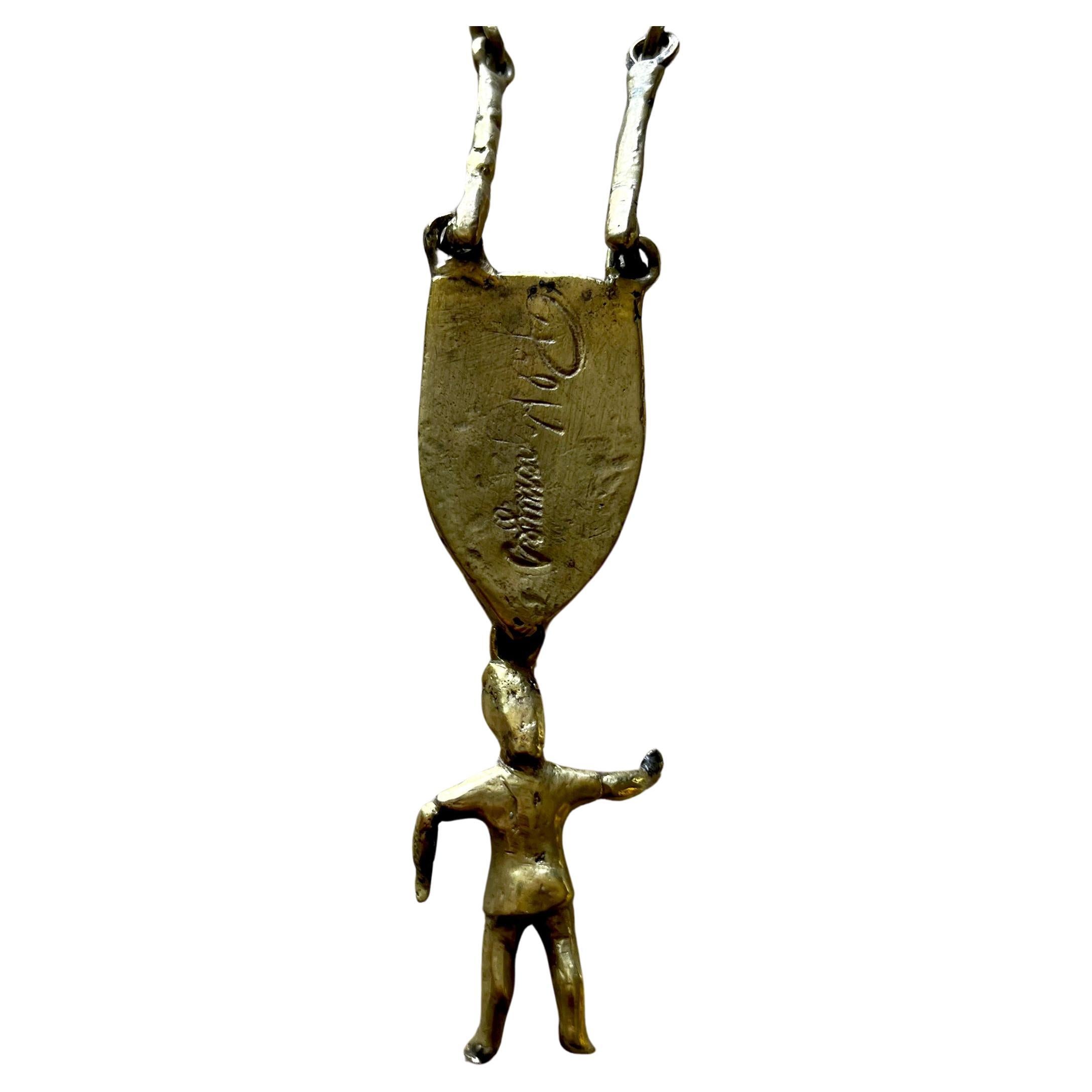 Rough Cut Pal Kepenyes Mexican Brutalist Bronze Green Chrysocolla Kinetic Woman Necklace