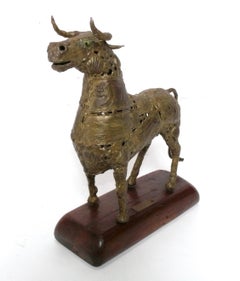 Pal Kepenyes Scultura modernista di toro in bronzo Arte moderna astratta del metà secolo