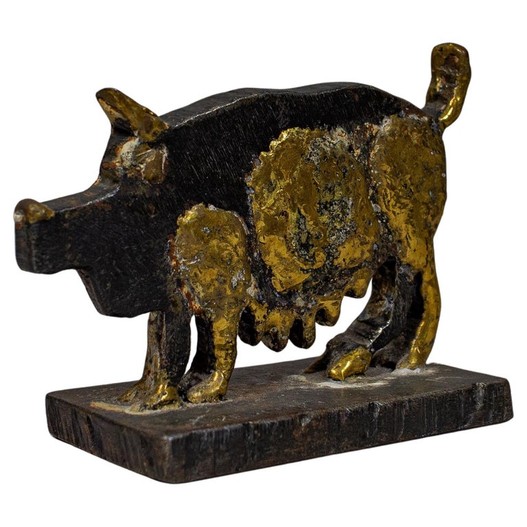 Pal Kepenyes. Pig. Brutalist iron and bronze sculpture For Sale