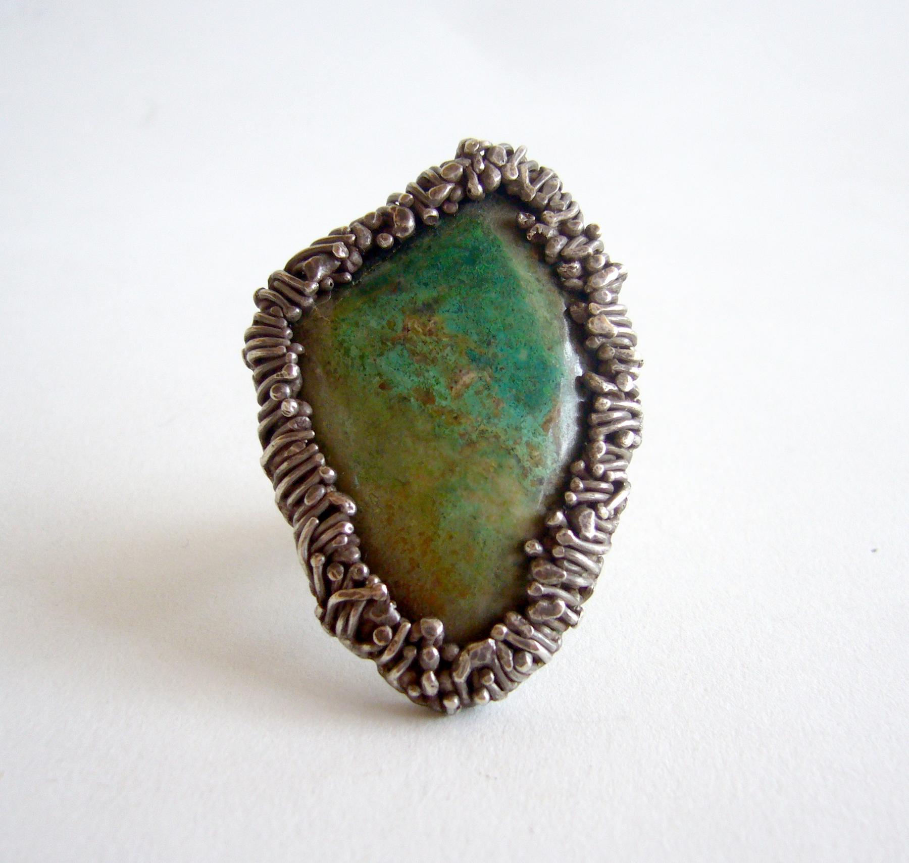 Women's Pal Kepenyes Mexican Modernist Turquoise Silver Modernist Ring