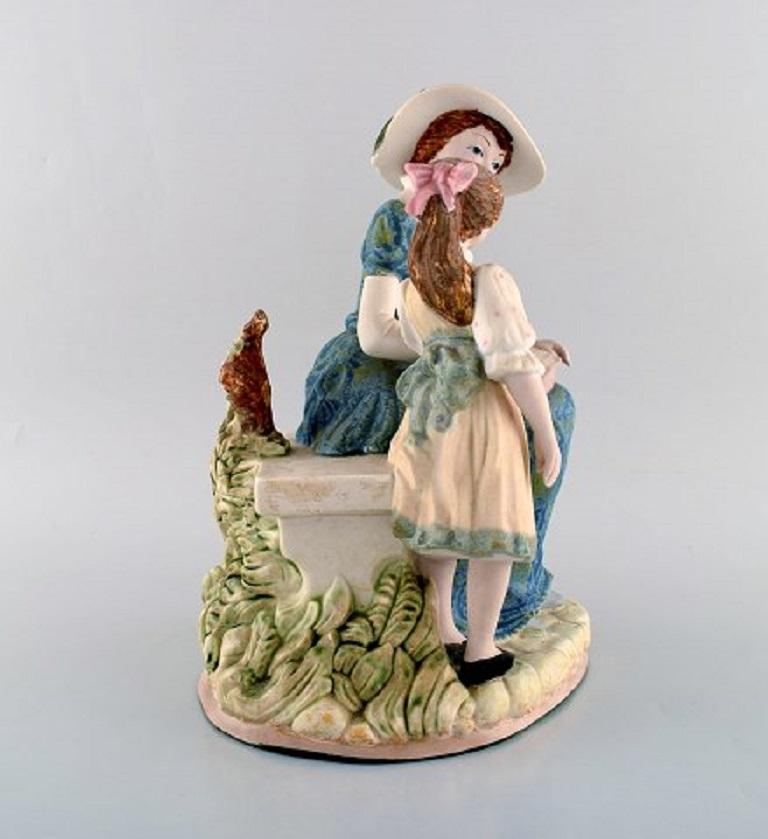 PAL, Espagne, grande sculpture en céramique émaillée, mère avec fille, années 1980 Bon état - En vente à København, Copenhagen