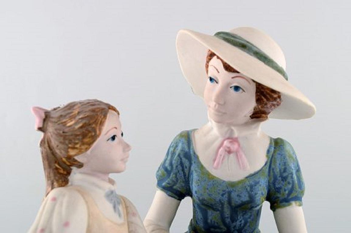 PAL, Spain, Large Sculpture in Glazed Ceramics, Mother with Daughter, 1980s For Sale 1