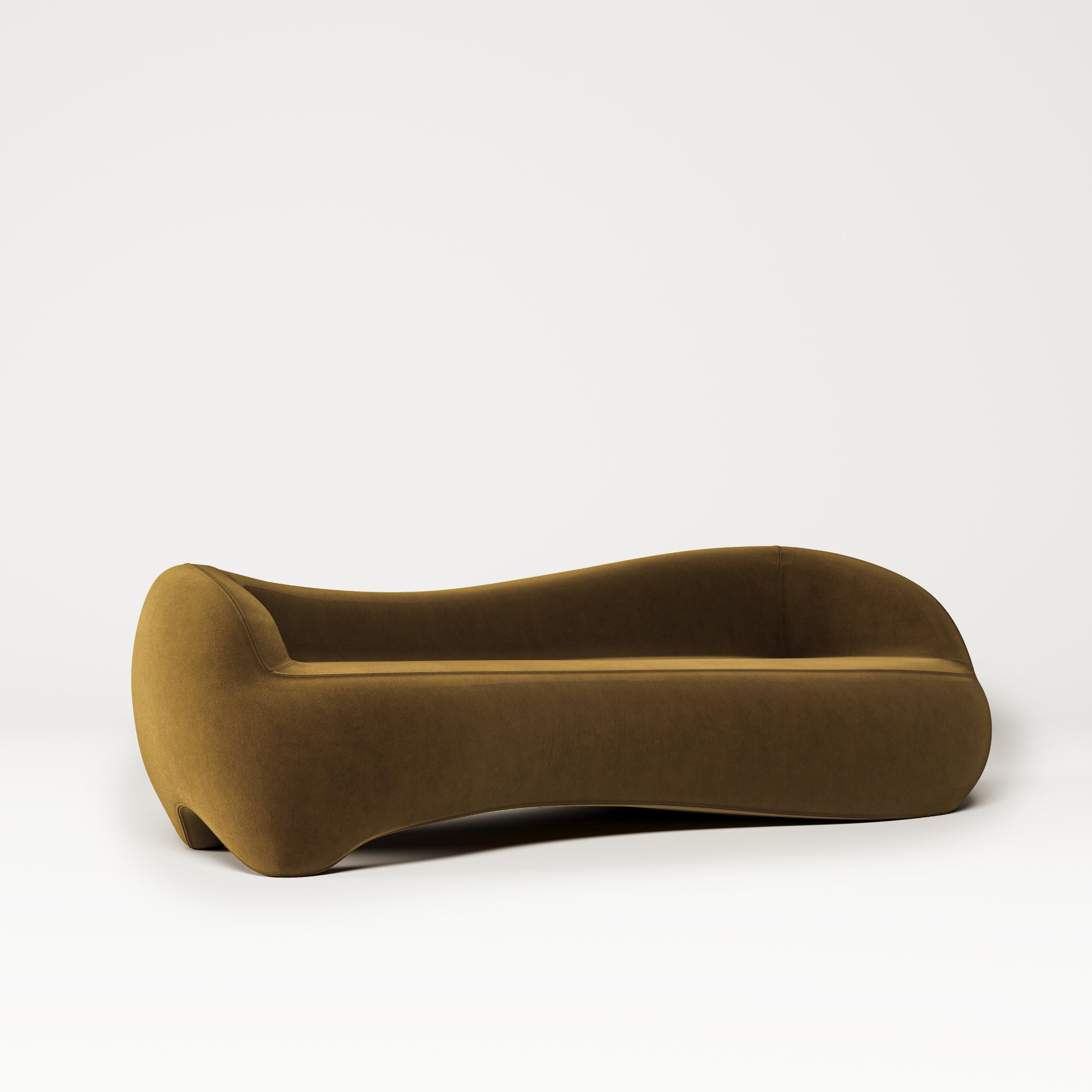 Hand-Crafted Pal-Up Sofa 250, Organic Modern, Flexib Velvet, by Mehmet Orel for Studio Kirkit For Sale