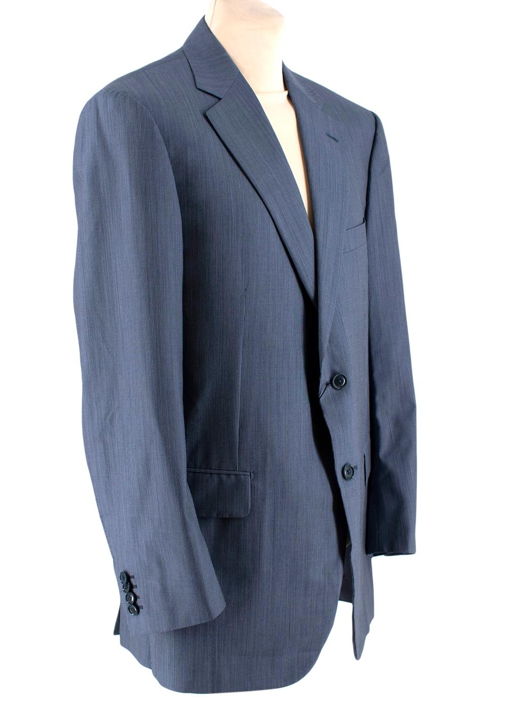 Pal Zileri Blue Pinstripe Single Breasted Suit

Jacket
- Exterior pockets
- Long sleeves
- Button fastening
- Regular fit
- Jacket: Fully lined

Trousers
- Zip fastening 
- Flat front 
- Side pockets 
- Buttoned pockets 

Made in Italy 

Jacket -