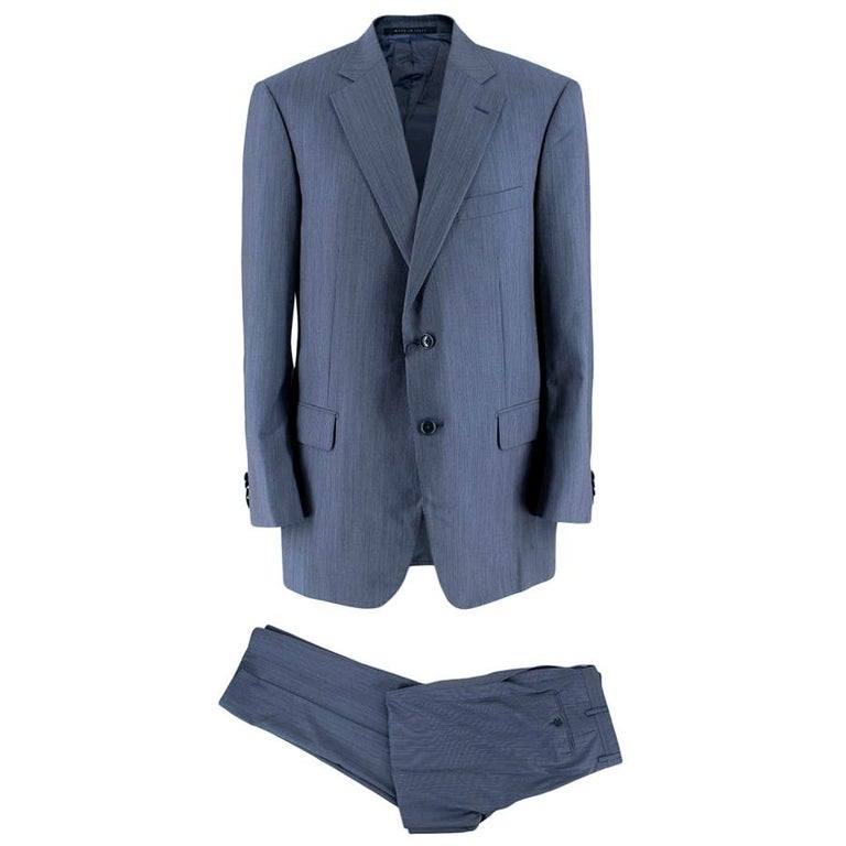 Pal Zileri Blue Pinstripe Single Breasted Suit - Size 54 IT/FR For Sale at  1stDibs