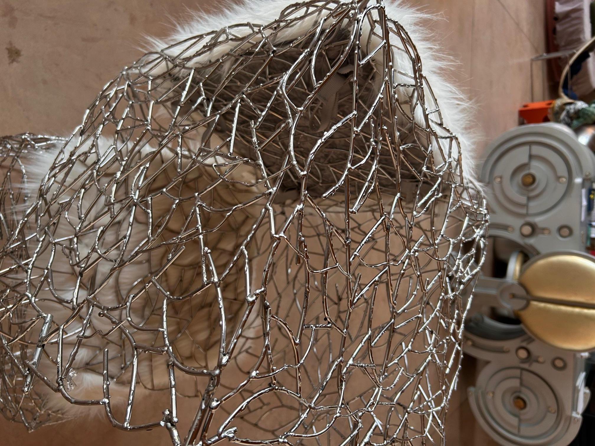 Pal Zileri pair of chromed iron twigs ottomans - one off - Italy - 2005 in vendita 3