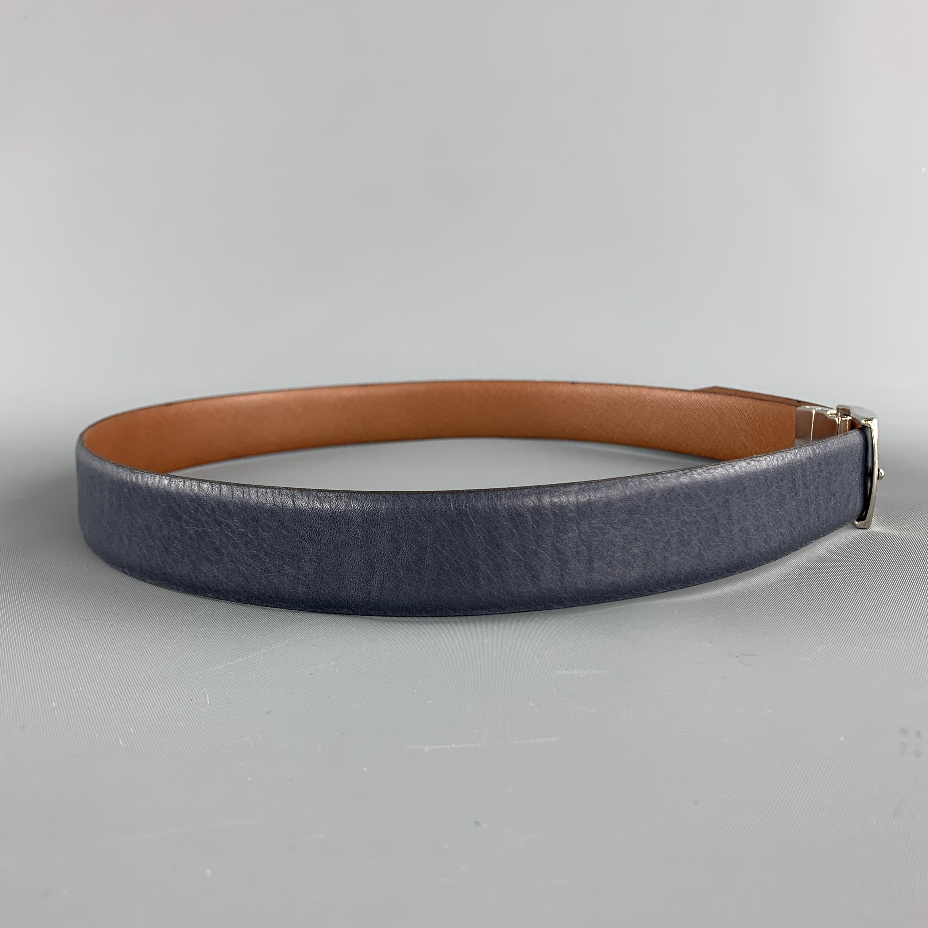 Men's PAL ZILERI Size 34 Navy & Tan Reversibe Leather Belt