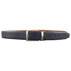 PAL ZILERI Size 34 Navy & Tan Reversibe Leather Belt