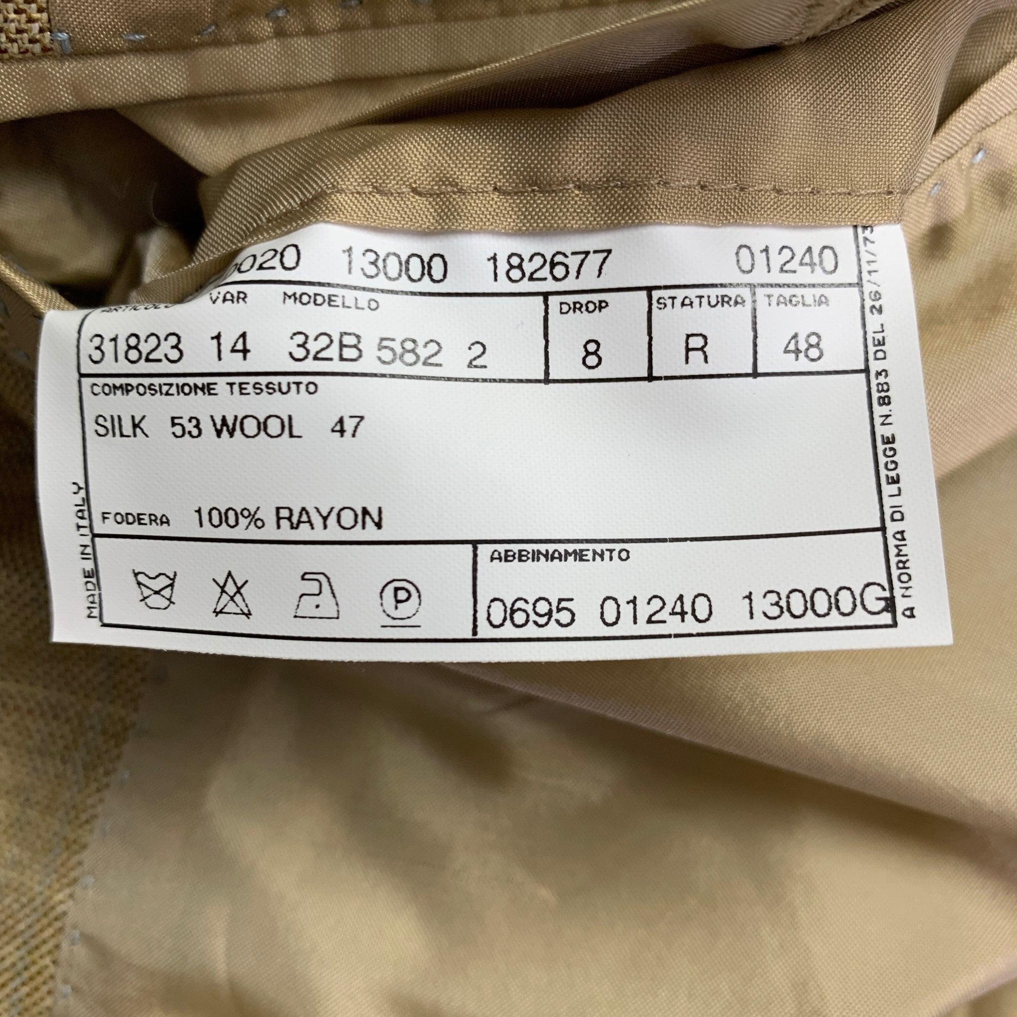 PAL ZILERI Size 38 Regular Beige Grey Brown Window Pane Sport Coat For Sale 6