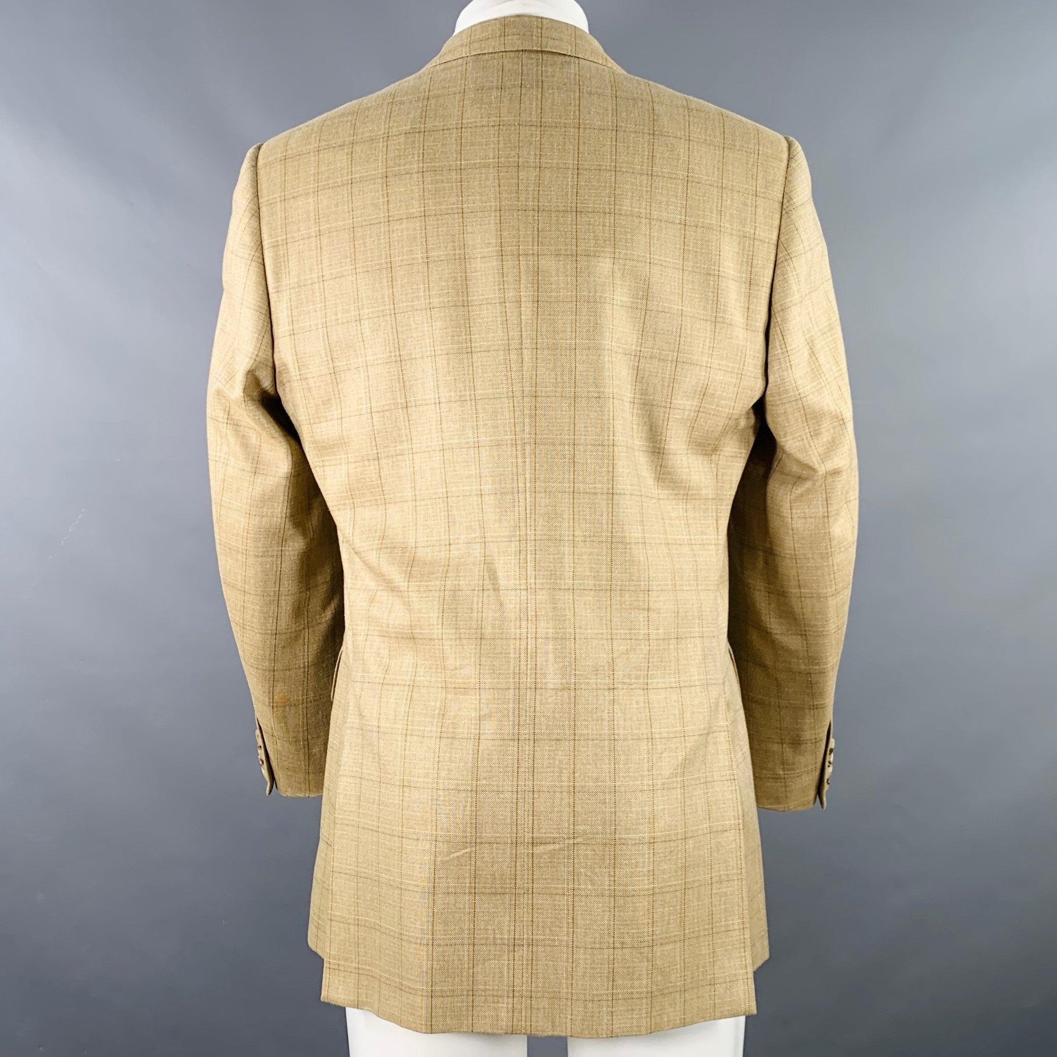 PAL ZILERI Size 38 Regular Beige Grey Brown Window Pane Sport Coat In Good Condition For Sale In San Francisco, CA