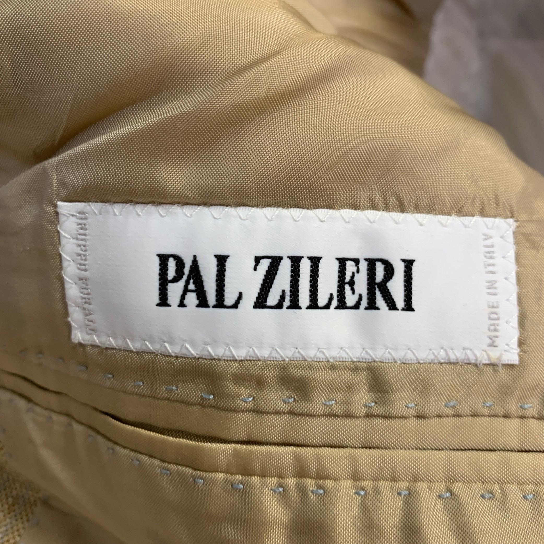 PAL ZILERI Size 38 Regular Beige Grey Brown Window Pane Sport Coat For Sale 4