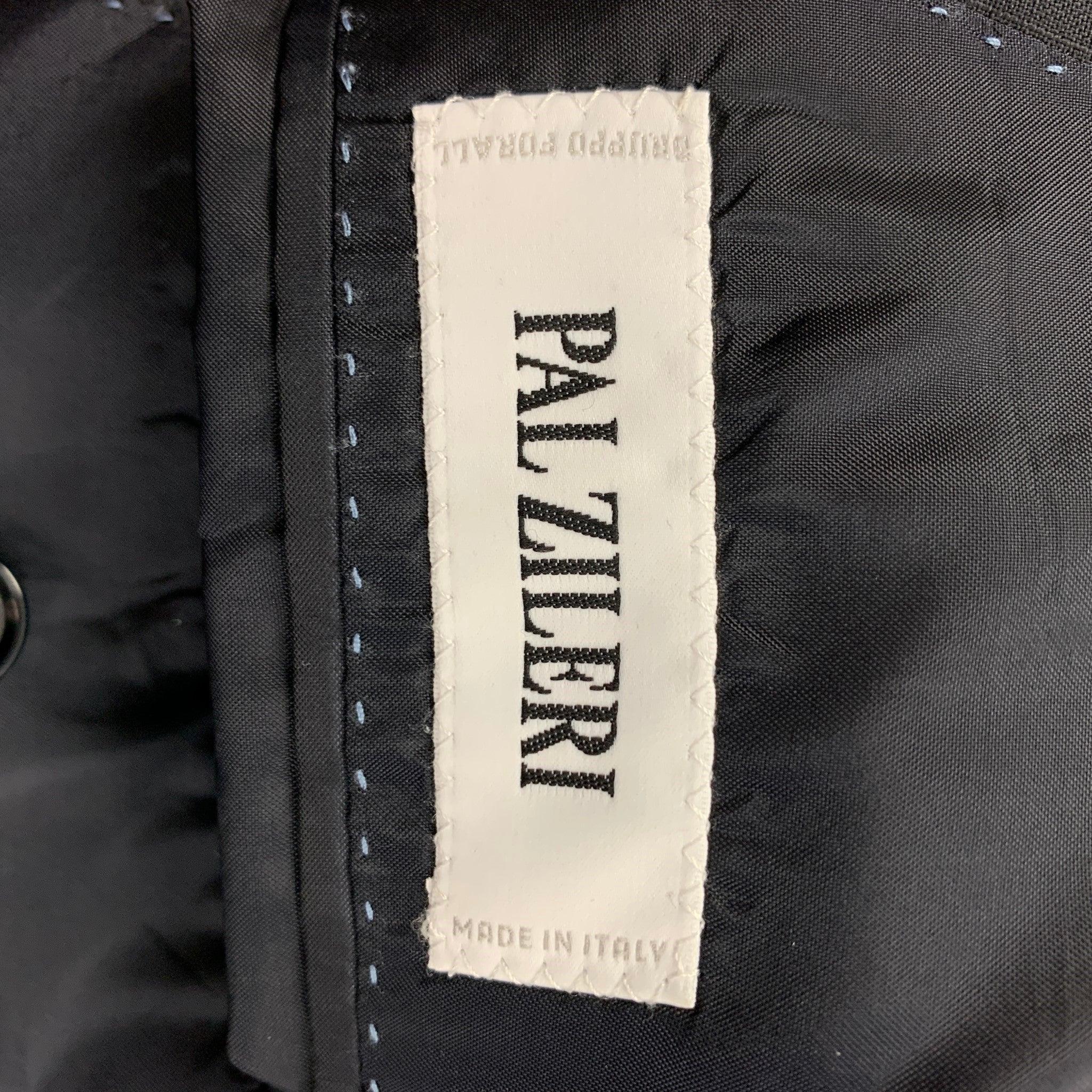PAL ZILERI Size 40 Black Blue Stripe Wool Double Breasted Suit For Sale 4
