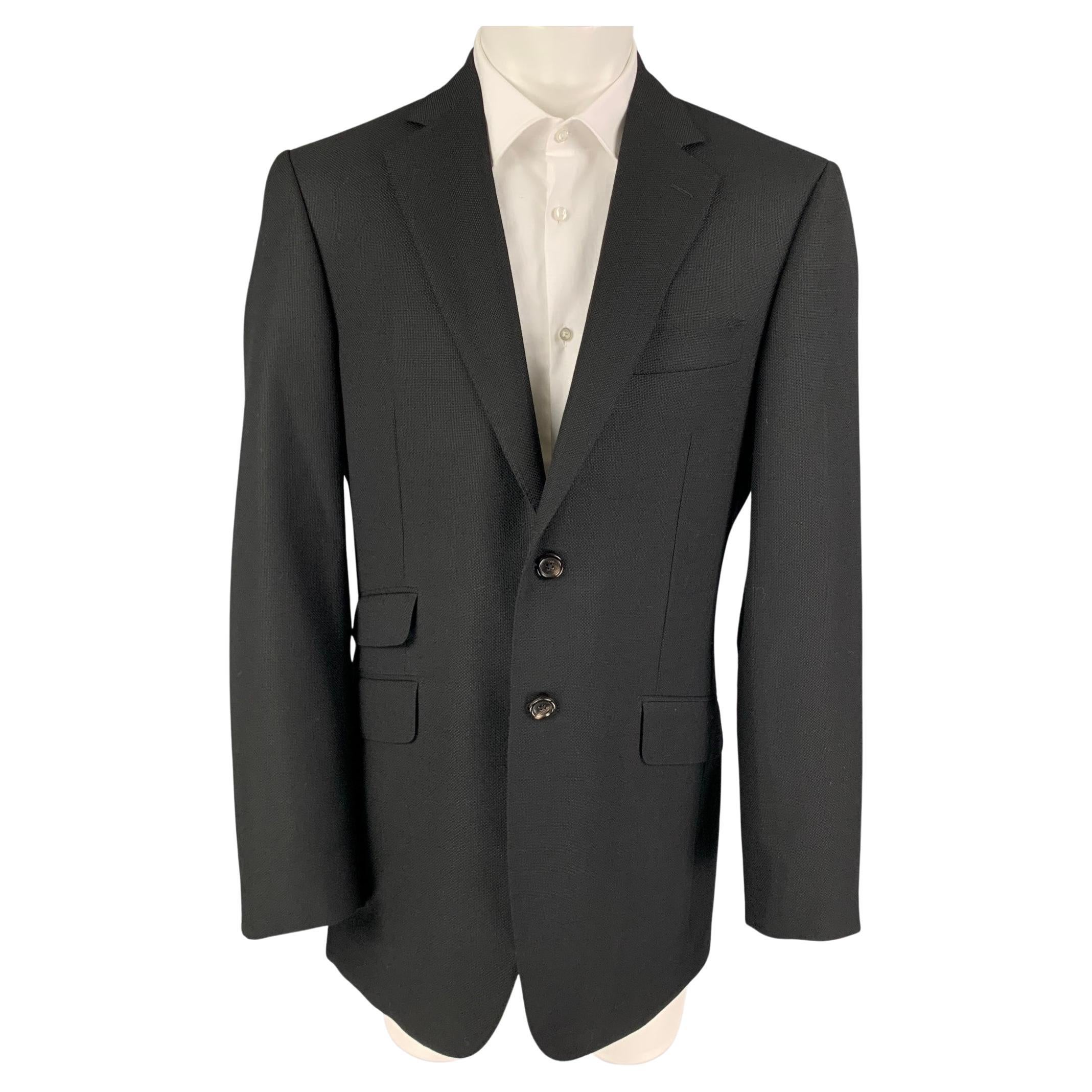 PAL ZILERI Size 40 Black Textured Wool Sport Coat