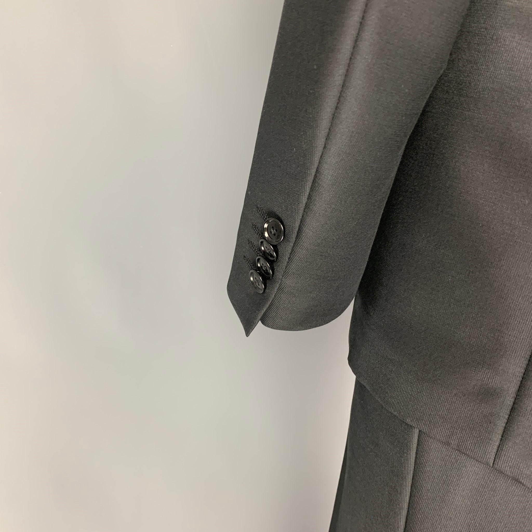 Men's PAL ZILERI Size 40 Black Wool Silk Peak Lapel Suit For Sale