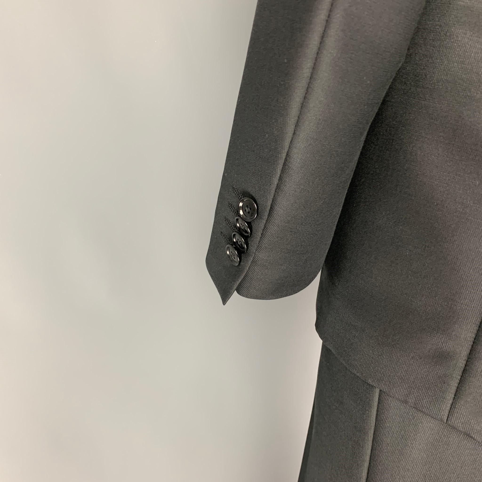 Men's PAL ZILERI Size 40 Black Wool Silk Peak Lapel Suit