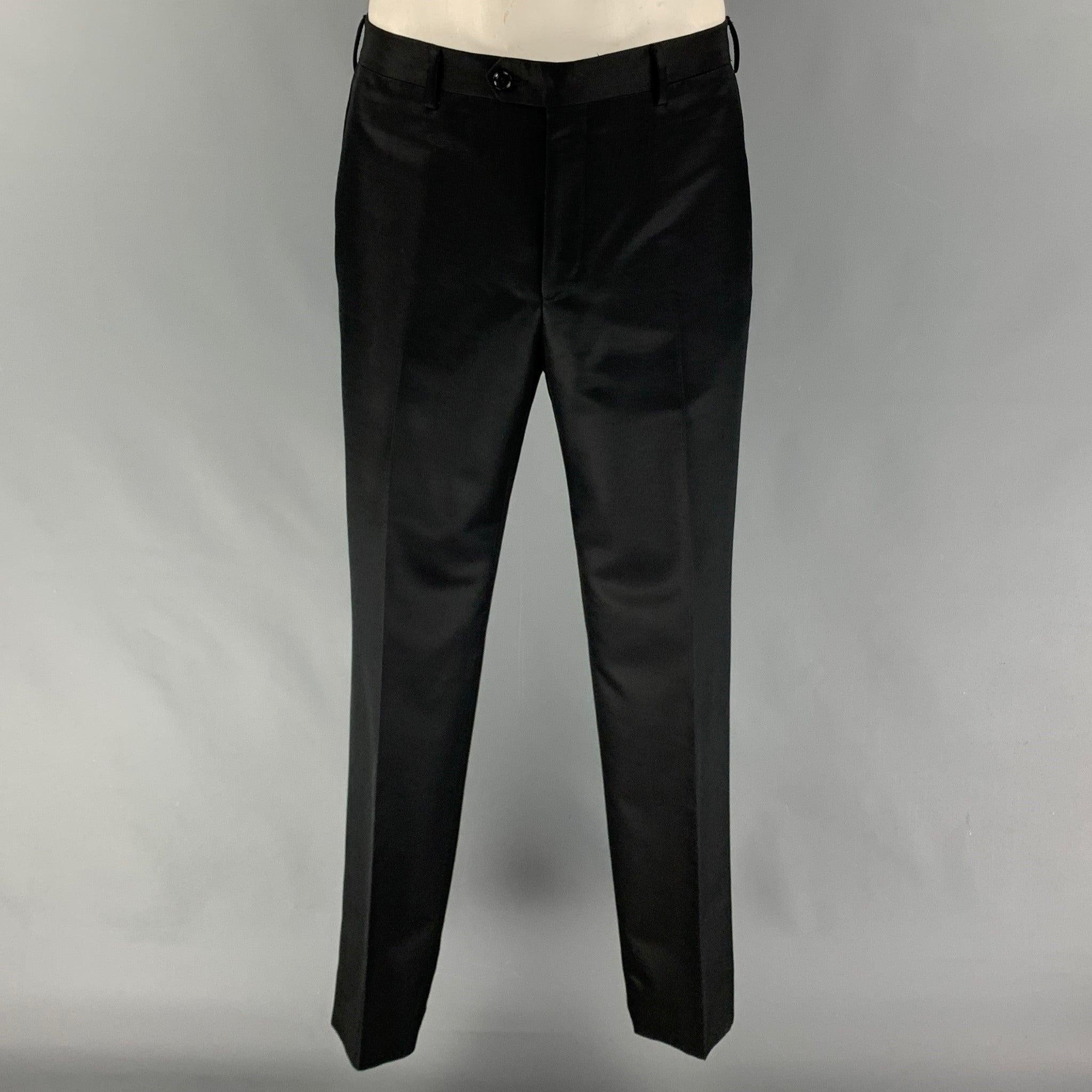 PAL ZILERI Size 40 Black Wool Silk Peak Lapel Suit For Sale 1