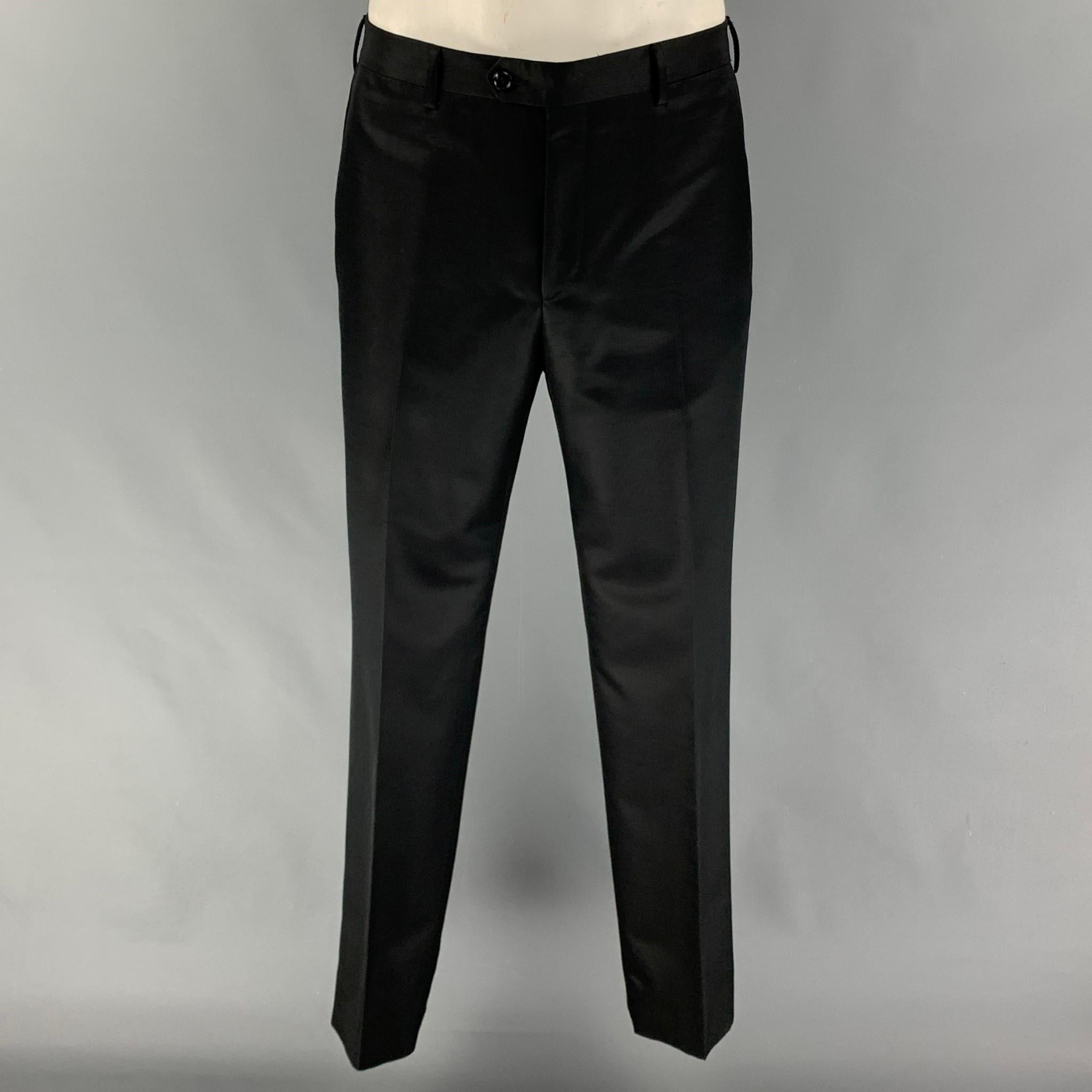 PAL ZILERI Size 40 Black Wool Silk Peak Lapel Suit 1