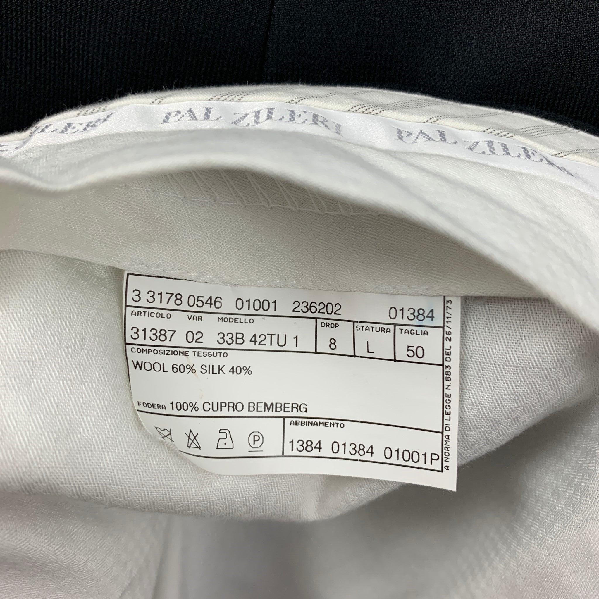 PAL ZILERI Size 40 Black Wool Silk Peak Lapel Suit 5