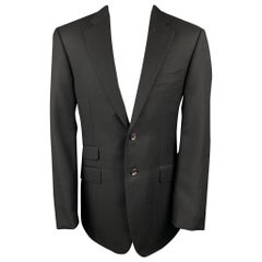 PAL ZILERI Size 40 Long Black Wool Notch Lapel Sport Coat