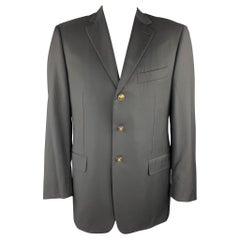 PAL ZILERI Größe 40 Regular Schwarzer Wollmantel mit Neckholder-Revers