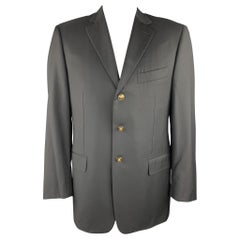 PAL ZILERI - Manteau de sport en laine noire à revers en col bénitier, taille 40 