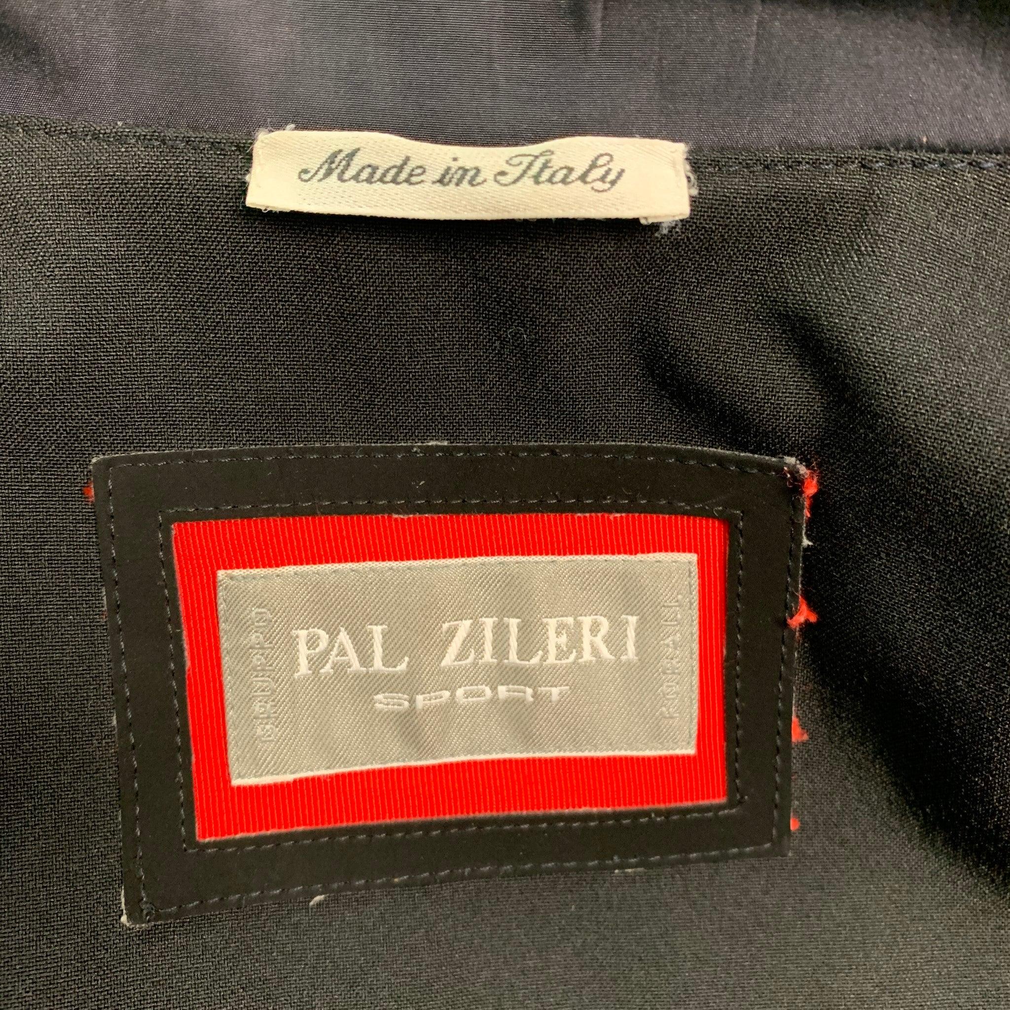 Men's PAL ZILERI Size 44 Navy Solid Polyester Blend Zip Up Jacket For Sale