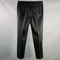PAL ZILERI Size L Black Wool Silk Flat Front Zip Fly Dress Pants