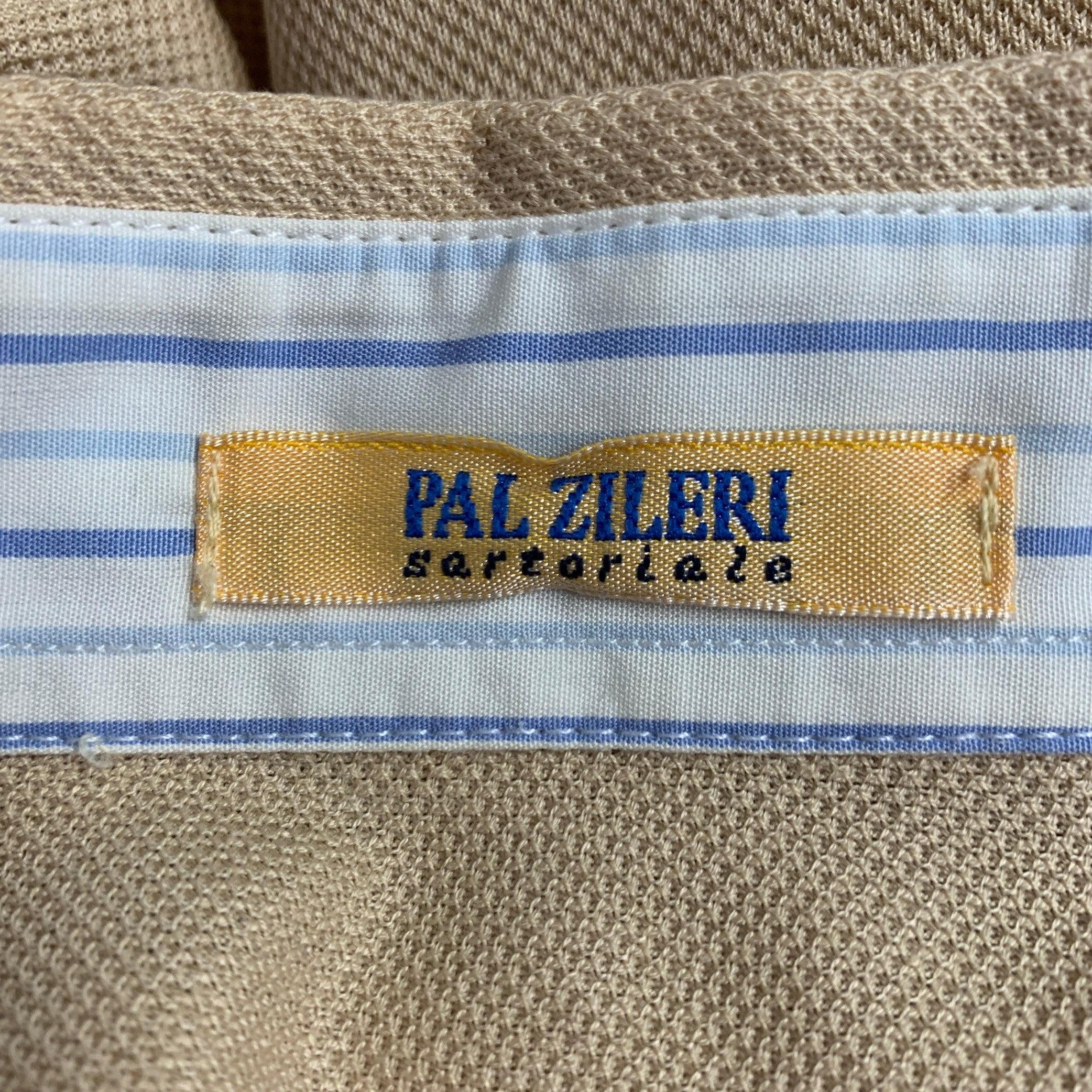 PAL ZILERI Größe M Beige Weiß Blau Kontrastbesatz Kurzarm-Polo mit Kontrastbesatz Herren im Angebot