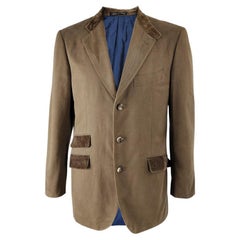 Pal Zileri Vintage Mens Brown Cotton & Corduroy Blazer Jacket Sport Coat