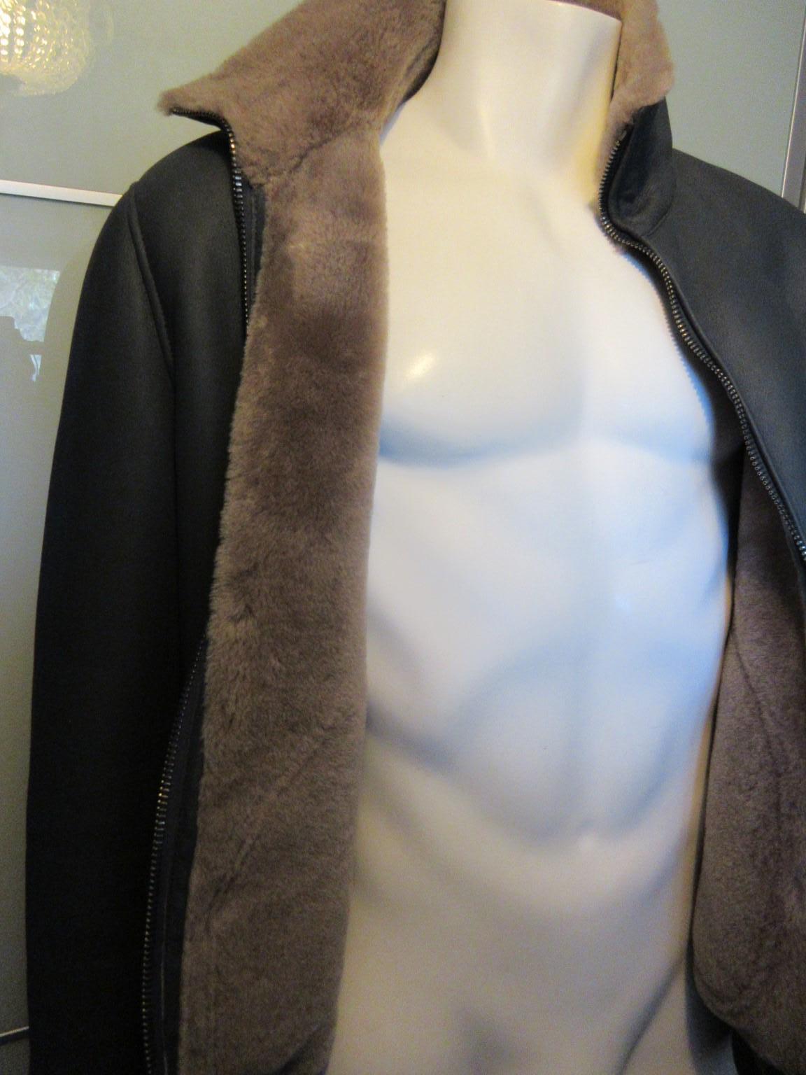 Pal Zilery Men Bomber Sheepskin Jacket US46 In Good Condition For Sale In Amsterdam, NL