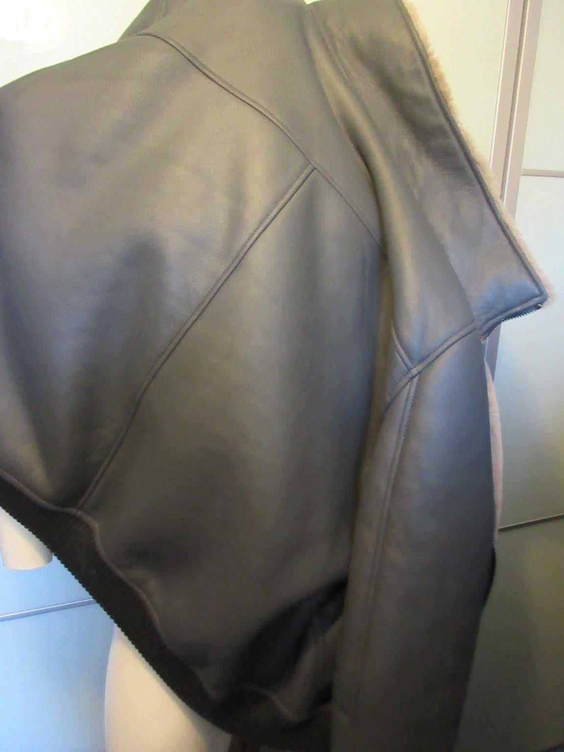 Pal Zilery Men Bomber Sheepskin Jacket US46 For Sale 2