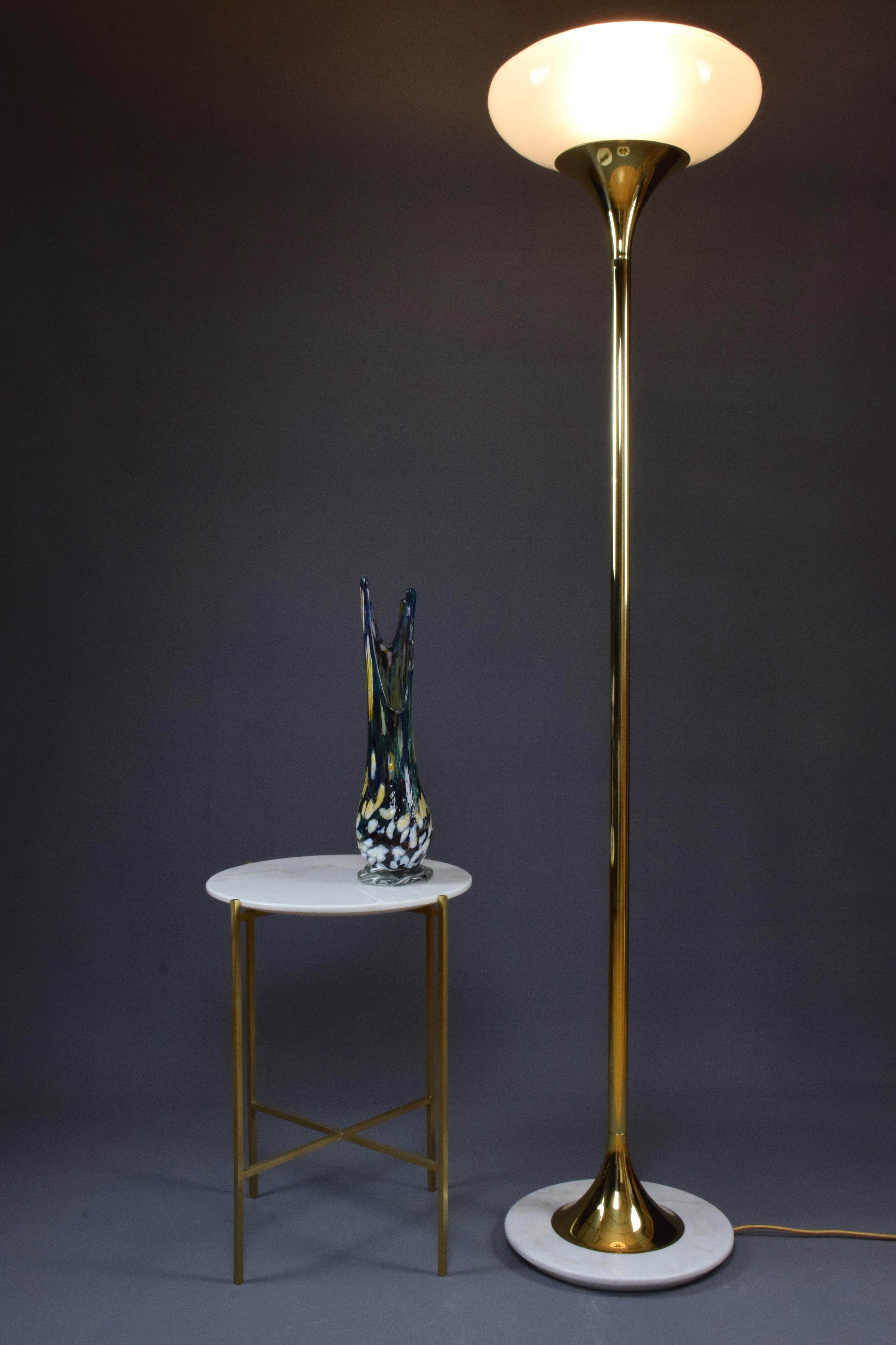 Portuguese PALA-F1 Brass Glass Floor Lamp For Sale