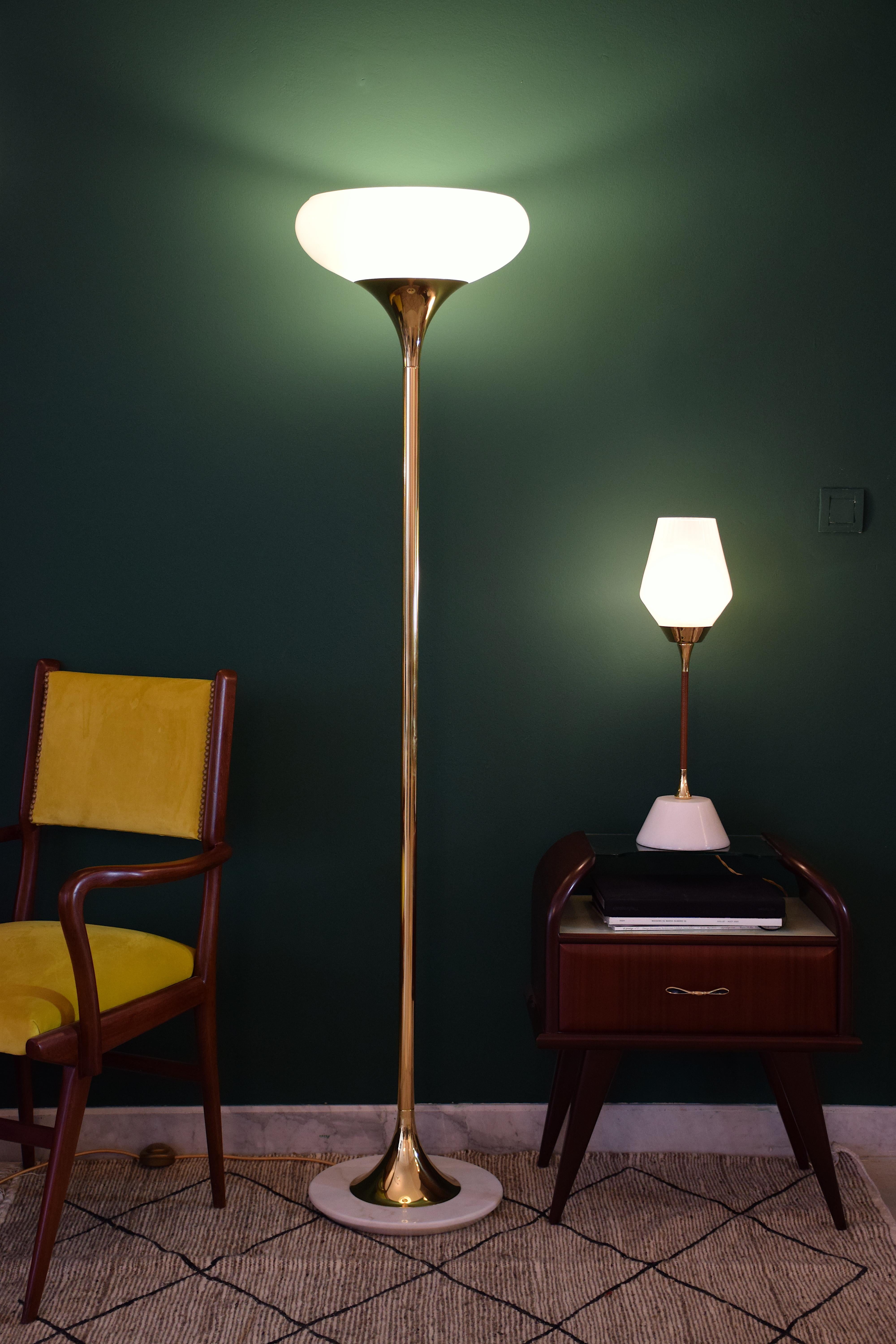 PALA-F1 Brass Glass Floor Lamp For Sale 2