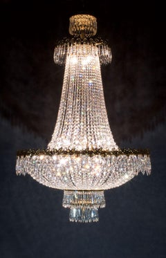 Palace 15 Lights Chandelier in Gold Plate and Crystal by Aggiolight