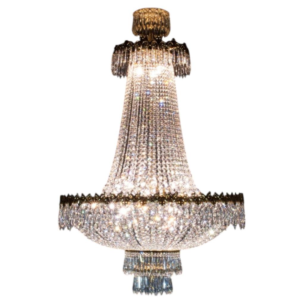 Lampadario Palace a 15 luci in oro e cristallo di Aggiolight
