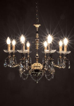 Palace 8 Lights Suspension Lamp in Gold Plate and Crystal by Aggiolight