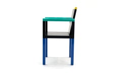 Palace Chair by George Sowden for Memphis, Milano, Blue, Green, Yellow, Black