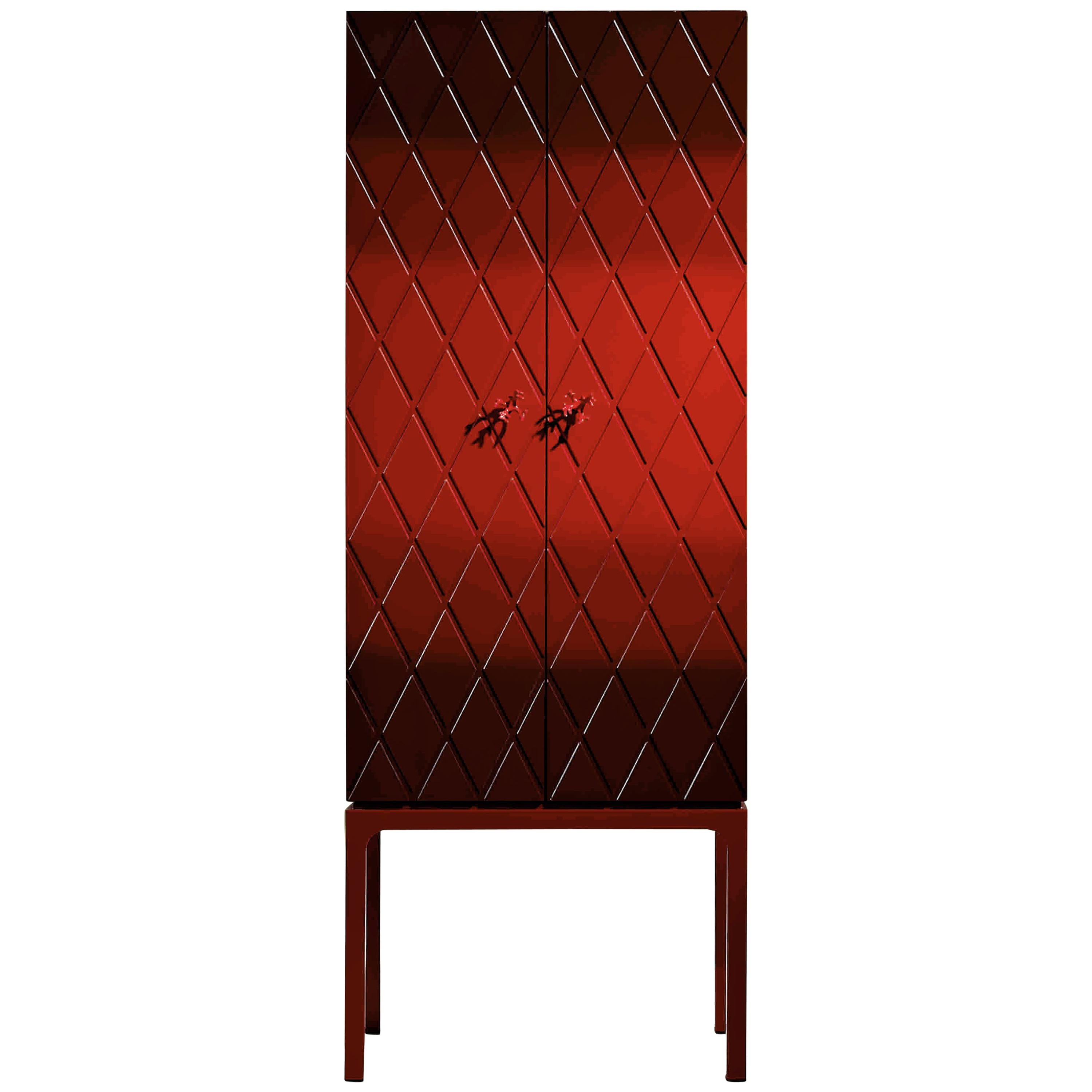 Palace Contemporary and Customizable Cabinet, Two Doors and Interior Lighting For Sale