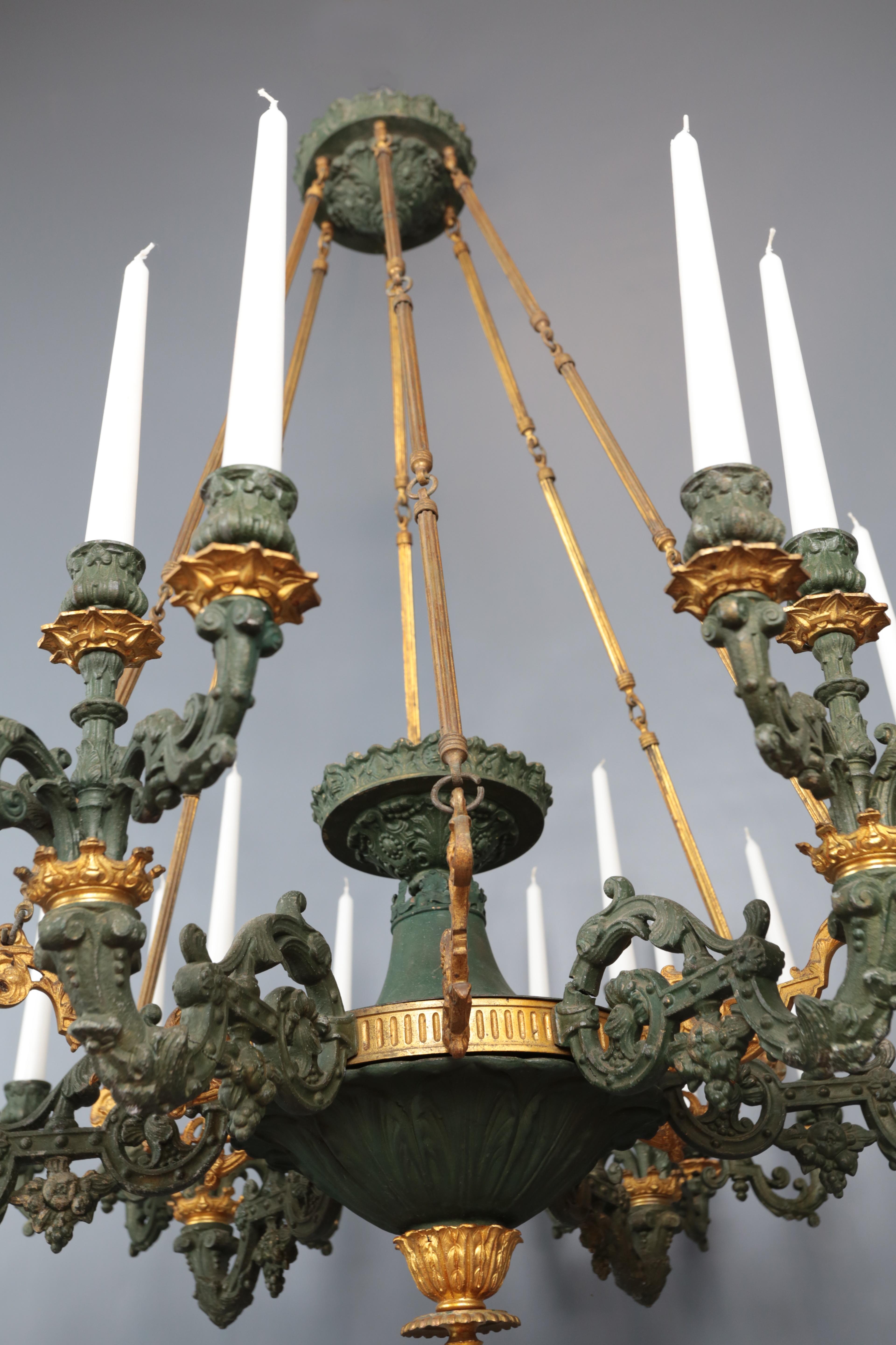 Mid-19th Century Palace French Empire Chandelier 24 Candles For Sale