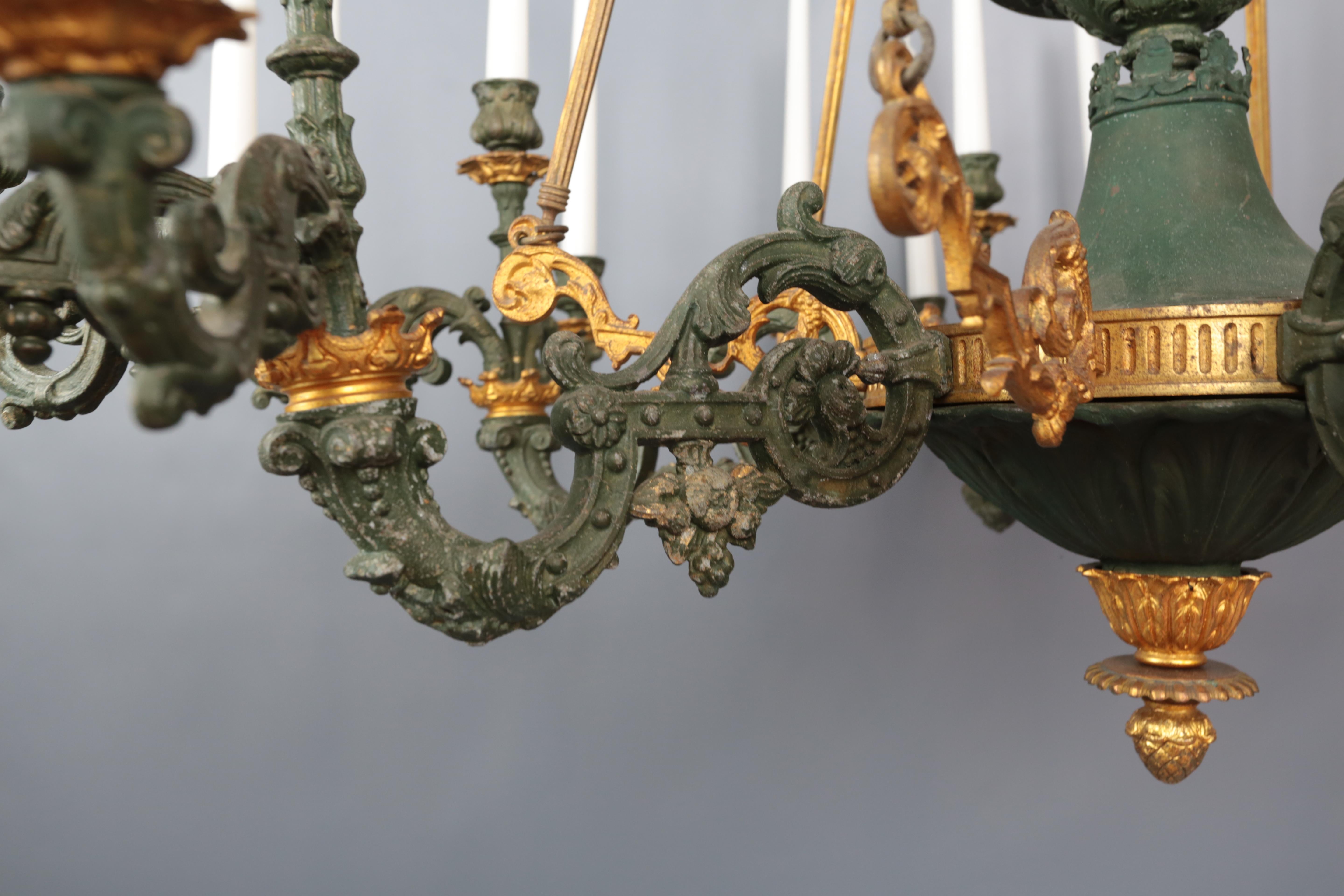 Bronze Palace French Empire Chandelier 24 Candles For Sale