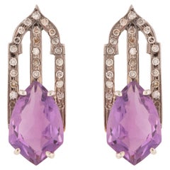Palace Grid Diamond & Amethyst Earrings