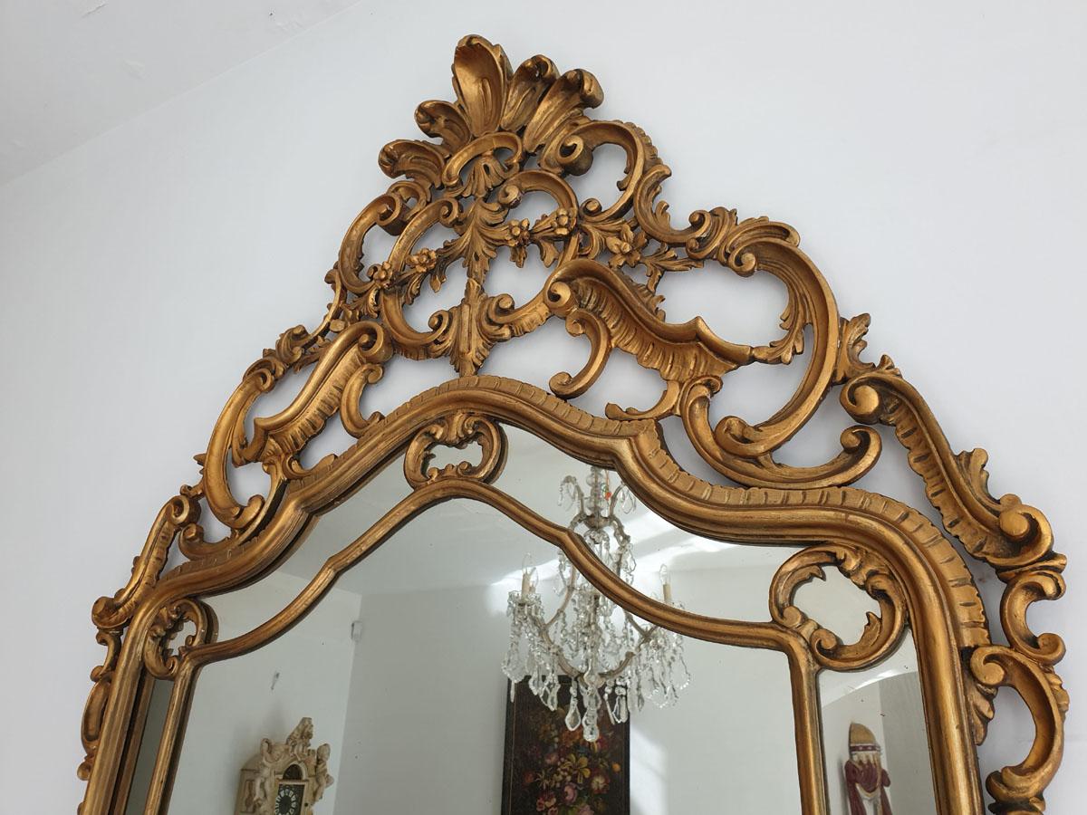 Palace Mirror Rococo Revival, Rocaille, Hand Gilded Wood 5