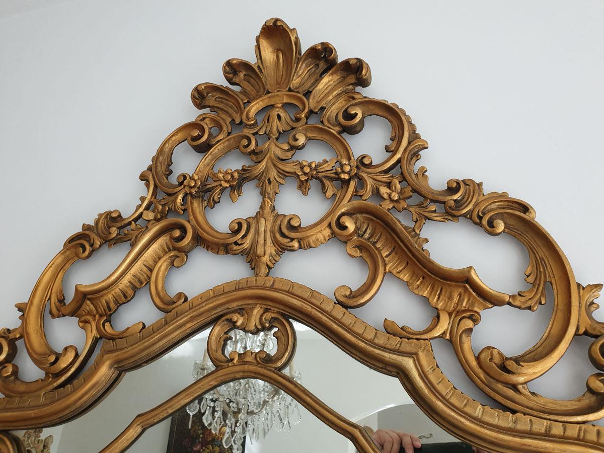 Palace Mirror Rococo Revival, Rocaille, Hand Gilded Wood 6